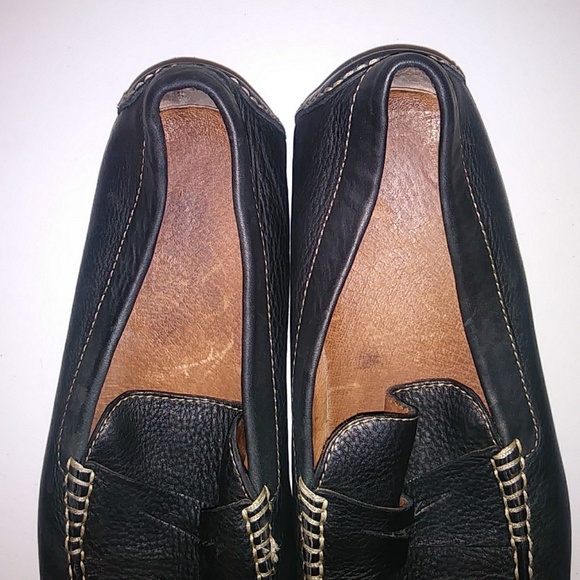 Donald J Pliner Black Pebble Leather Penny Loafers - Picture 5 of 8